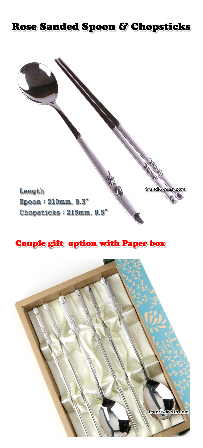 Practical & Adorable Rose Stainless Steel Chopsticks & Spoon Set